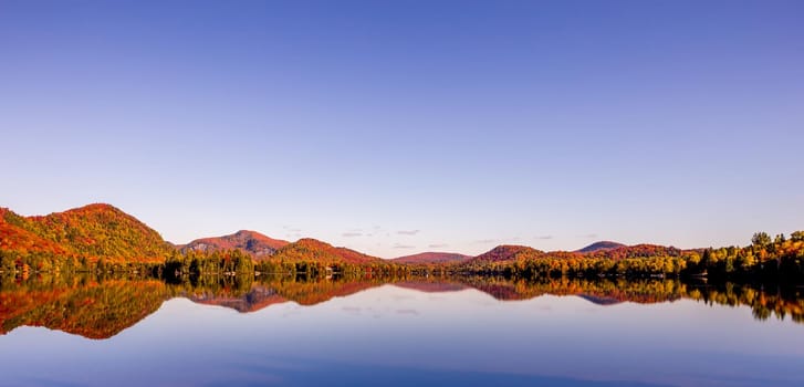 view of the Lac-Superieur, in Laurentides, Mont-tremblant, Quebec, Canada