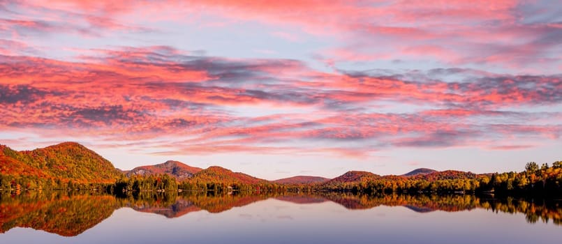 view of the Lac-Superieur, in Laurentides, Mont-tremblant, Quebec, Canada