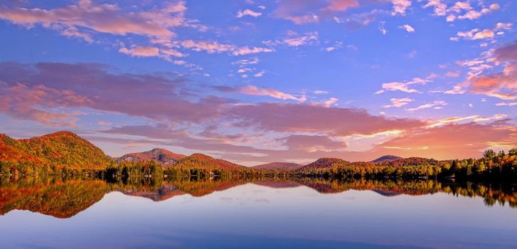 view of the Lac-Superieur, in Laurentides, Mont-tremblant, Quebec, Canada