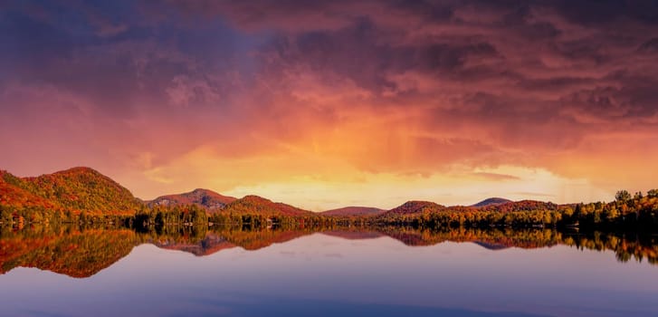 view of the Lac-Superieur, in Laurentides, Mont-tremblant, Quebec, Canada