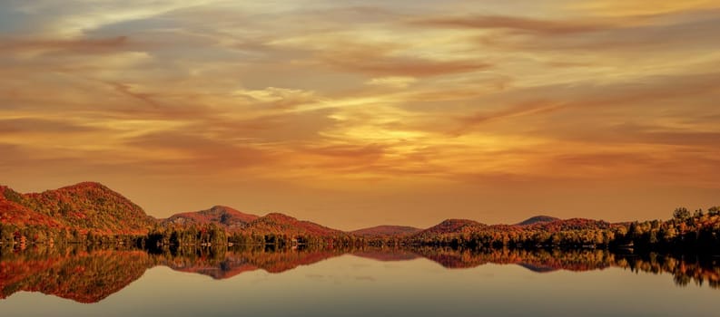 view of the Lac-Superieur, in Laurentides, Mont-tremblant, Quebec, Canada