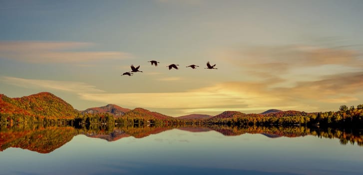 view of the Lac-Superieur, in Laurentides, Mont-tremblant, Quebec, Canada