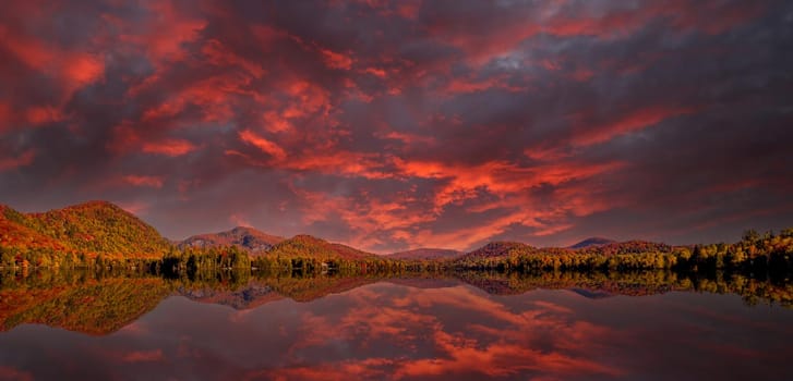 view of the Lac-Superieur, in Laurentides, Mont-tremblant, Quebec, Canada