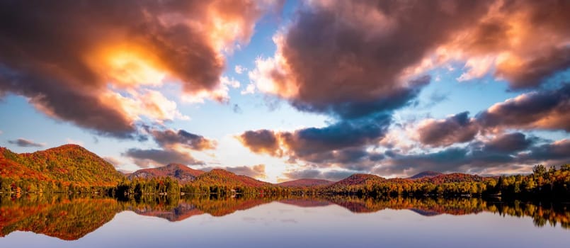 view of the Lac-Superieur, in Laurentides, Mont-tremblant, Quebec, Canada