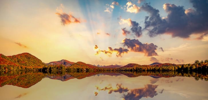 view of the Lac-Superieur, in Laurentides, Mont-tremblant, Quebec, Canada