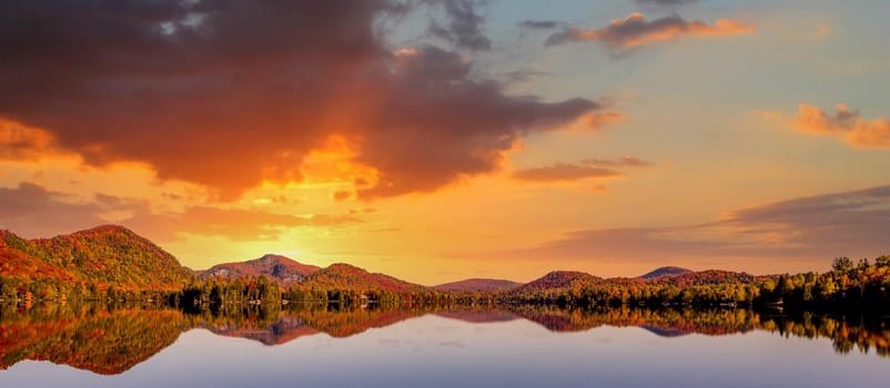 view of the Lac-Superieur, in Laurentides, Mont-tremblant, Quebec, Canada