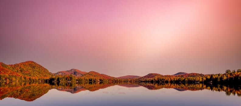 view of the Lac-Superieur, in Laurentides, Mont-tremblant, Quebec, Canada