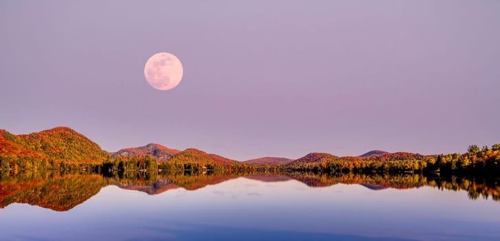 view of the Lac-Superieur, in Laurentides, Mont-tremblant, Quebec, Canada