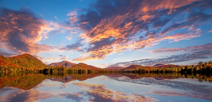 view of the Lac-Superieur, in Laurentides, Mont-tremblant, Quebec, Canada