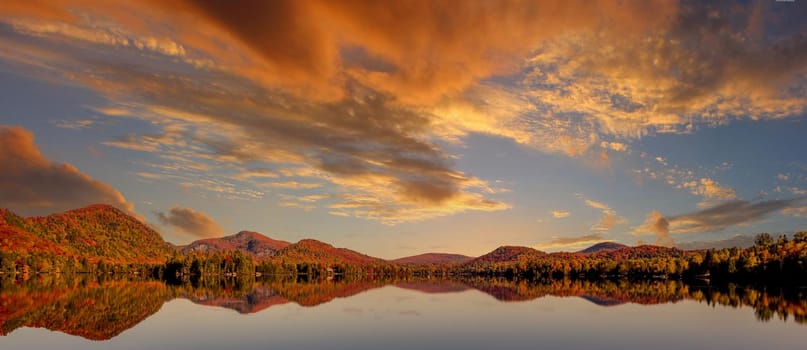 view of the Lac-Superieur, in Laurentides, Mont-tremblant, Quebec, Canada