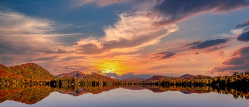 view of the Lac-Superieur, in Laurentides, Mont-tremblant, Quebec, Canada