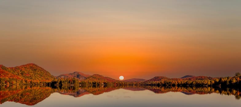 view of the Lac-Superieur, in Laurentides, Mont-tremblant, Quebec, Canada