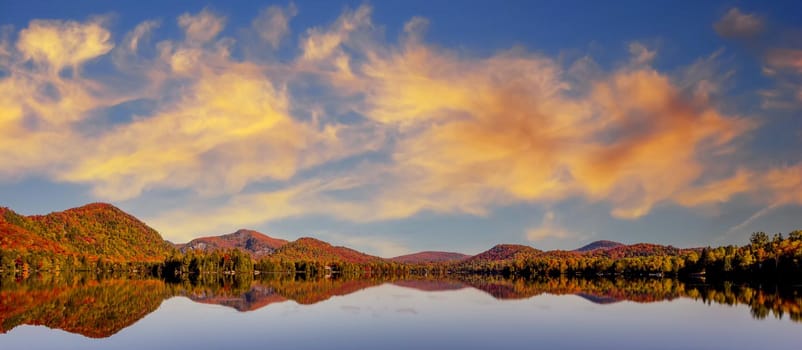 view of the Lac-Superieur, in Laurentides, Mont-tremblant, Quebec, Canada