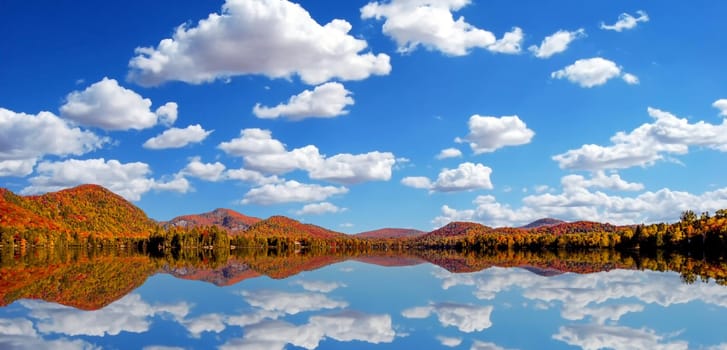 view of the Lac-Superieur, in Laurentides, Mont-tremblant, Quebec, Canada