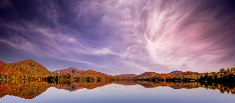 view of the Lac-Superieur, in Laurentides, Mont-tremblant, Quebec, Canada