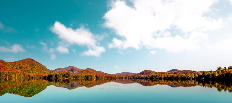 view of the Lac-Superieur, in Laurentides, Mont-tremblant, Quebec, Canada