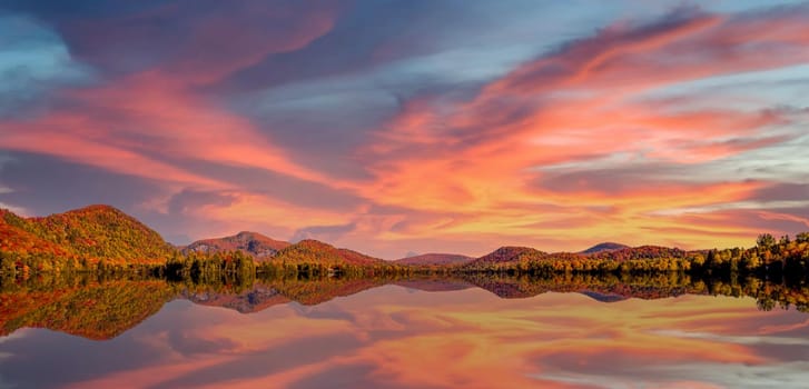 view of the Lac-Superieur, in Laurentides, Mont-tremblant, Quebec, Canada