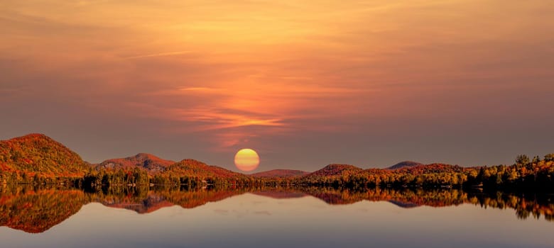 view of the Lac-Superieur, in Laurentides, Mont-tremblant, Quebec, Canada