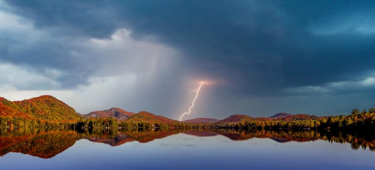 view of the Lac-Superieur, in Laurentides, Mont-tremblant, Quebec, Canada