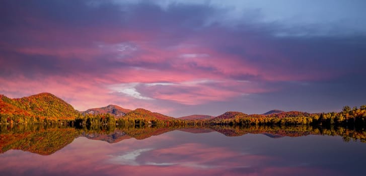 view of the Lac-Superieur, in Laurentides, Mont-tremblant, Quebec, Canada