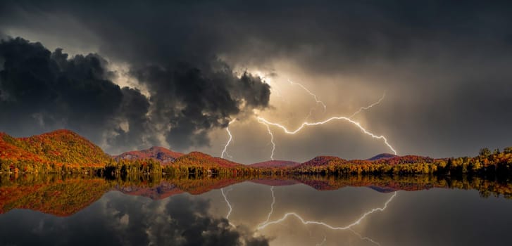 view of the Lac-Superieur, in Laurentides, Mont-tremblant, Quebec, Canada