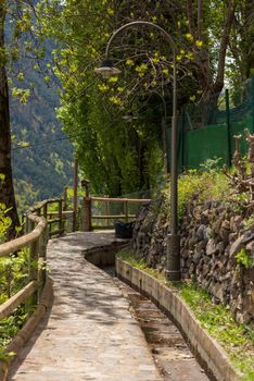 Rec del Sola path that connects the City of Escaldes Engordany with Andorra La Vella, Andorra.