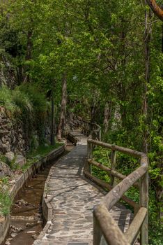 Rec del Sola path that connects the City of Escaldes Engordany with Andorra La Vella, Andorra.