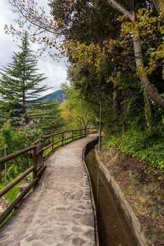 Rec del Sola path that connects the City of Escaldes Engordany with Andorra La Vella, Andorra.