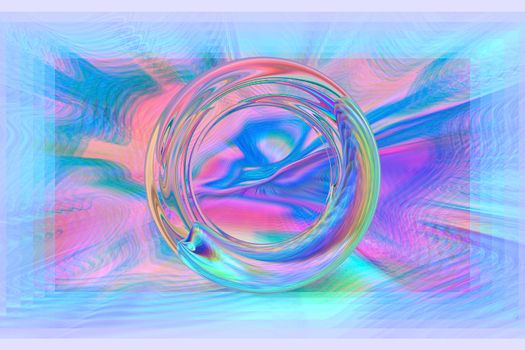 an iridescent ring on an iridescent background. design, art