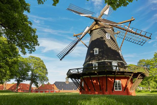 COPENHAGEN, DENMARK - MAY 25, 2017: Windmill in the historical Fortress Kastellet in Copenhagen