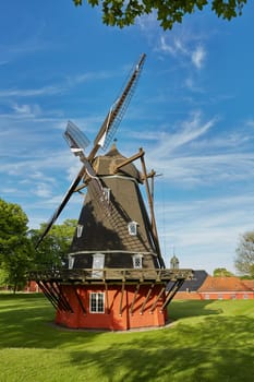 COPENHAGEN, DENMARK - MAY 25, 2017: Windmill in the historical Fortress Kastellet in Copenhagen