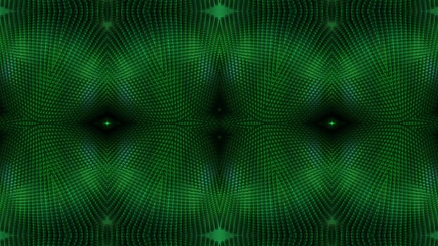 Textured glowing green kaleidoscope background.