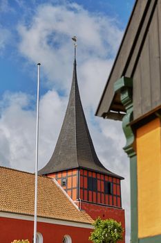 SVANEKE, DENMARK - JULY 4, 2017: View of Svaneke Church on Island of Bornholm in Denmark.