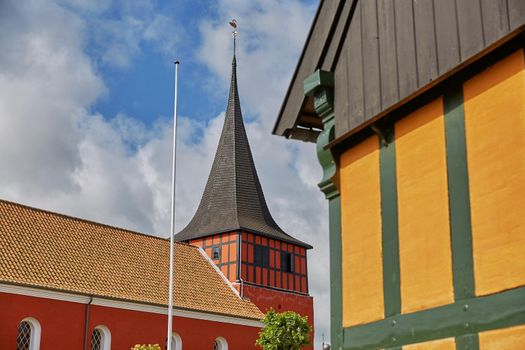 SVANEKE, DENMARK - JULY 4, 2017: View of Svaneke Church on Island of Bornholm in Denmark.