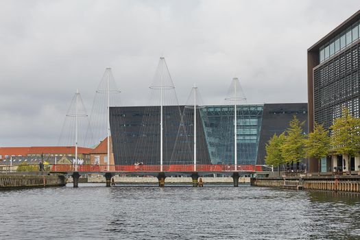 COPENHAGEN, DENMARK - SEPTEMBER 16, 2017: The Black Diamond. The Copenhagen Royal Library is the national library of Denmark in Copenhagen.