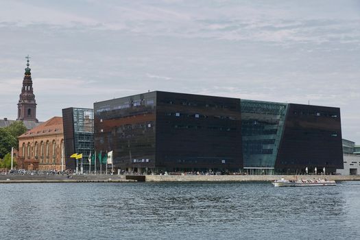 COPENHAGEN, DENMARK - JUNE 28, 2017: The Black Diamond. The Copenhagen Royal Library is the national library of Denmark in Copenhagen.