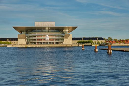 COPENHAGEN, DENMARK - MAY 25, 2017: The National Opera House "Operaen" located on the island of Holmen in central Copenhagen. One of the most expensive opera houses ever built.