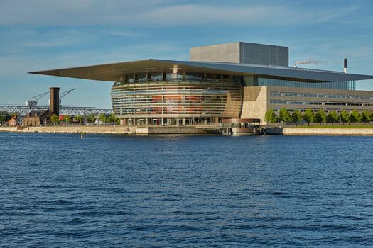 COPENHAGEN, DENMARK - MAY 25, 2017: The National Opera House "Operaen" located on the island of Holmen in central Copenhagen. One of the most expensive opera houses ever built.