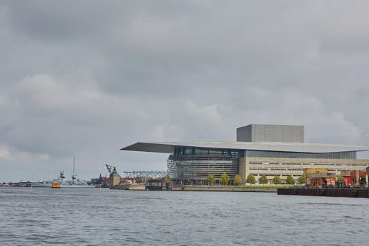 COPENHAGEN, DENMARK - MAY 25, 2017: The National Opera House "Operaen" located on the island of Holmen in central Copenhagen. One of the most expensive opera houses ever built.