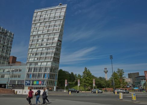 LIVERPOOL, ENGLAND, UK - JUNE 07, 2017: Modern architecture at the Strand street in Liverpool city, England