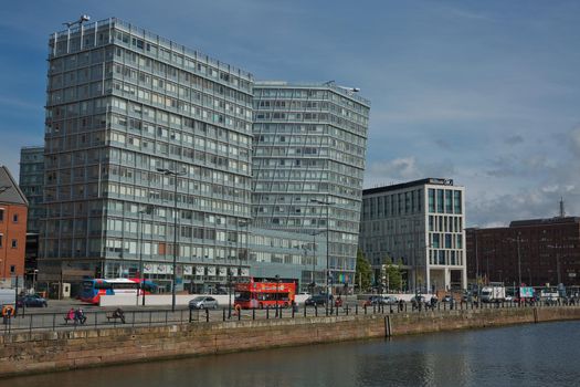 LIVERPOOL, ENGLAND, UK - JUNE 07, 2017: Modern architecture at the Strand street in Liverpool city, England