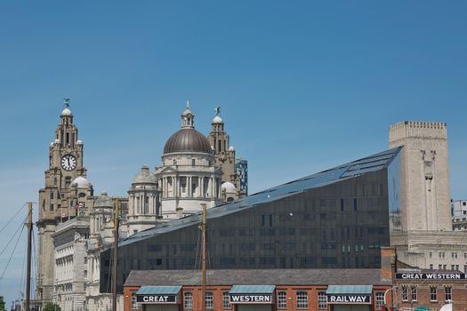 LIVERPOOL, ENGLAND, UK - JUNE 07, 2017: Port of Liverpool Building (or Dock Office) in Pier Head, along the Liverpool's waterfront, England, United Kingdom.