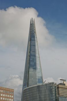 LONDON, UK - SEPTEMBER 08, 2017: Renzo Piano new skyscraper 'The Shard' in London. The 95-story Shard, standing at 310 meters (1,016 feet), is the tallest building in Western Europe.