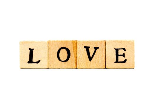 word love made from wooden cubes