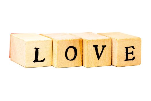 word love made from wooden cubes