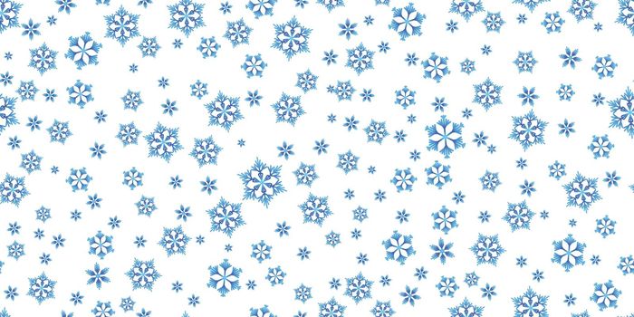 Winter seamless pattern with colorful gradient snowflakes on white background. Vector illustration for fabric, textile wallpaper, posters, gift wrapping paper. Christmas vector illustration.