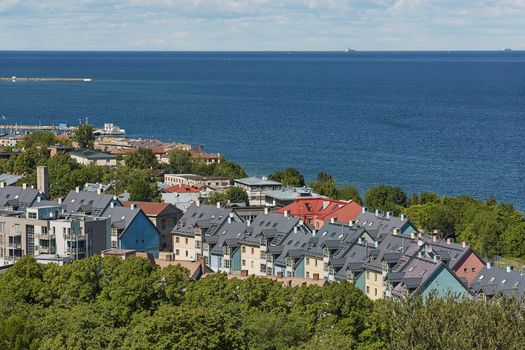 TALLINN, ESTONIA - JULY 07, 2017: Downtown architecture of old town city of Tallinn in Estonia.