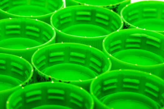 group of green bottle caps, abstract photo