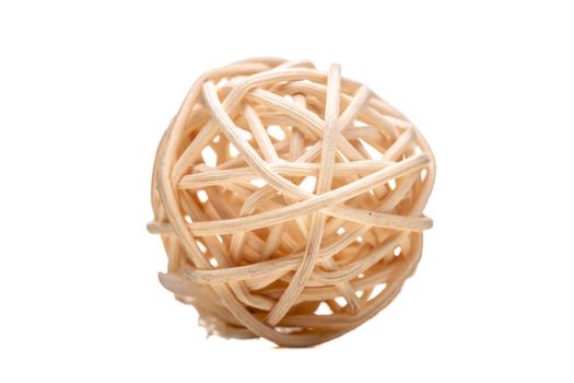 small ball made of bamboo, isolated on white background