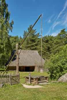 TALLINN, ESTONIA - JULY 07, 2017: Traditional open air museum, Vabaohumuuseumi kivikulv, Rocca al Mare close to city of Tallinn in Estonia.